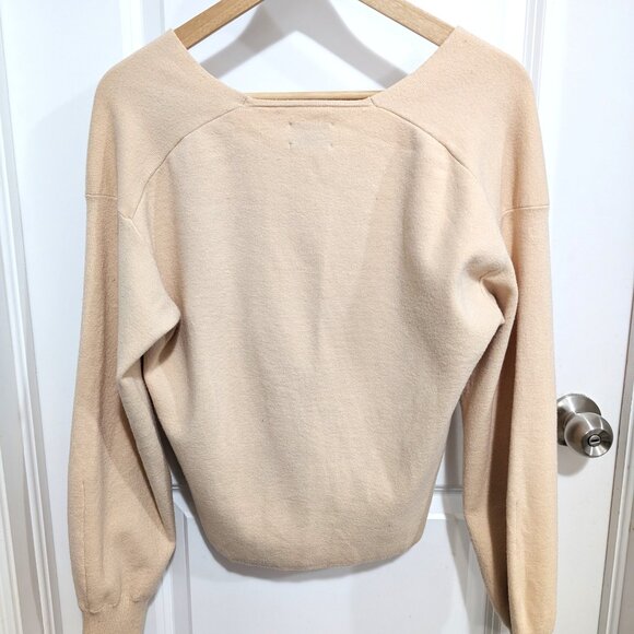 Frank And Oak Beige V-Neck Knit Sweater | Size M | Minimal Classic - Picture 4 of 8